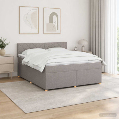 Boxspringbed met matras met hoofdeinde Taupe 140 x 200 cm Stof