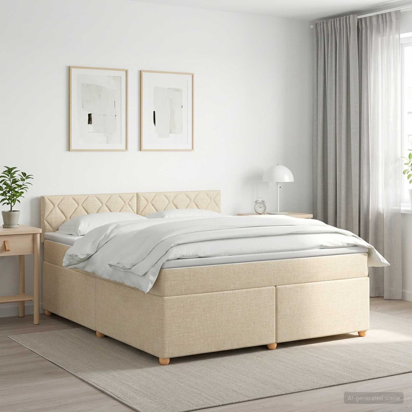 Boxspringbed met matras Crèmekleurig 160 x 200 cm Stof