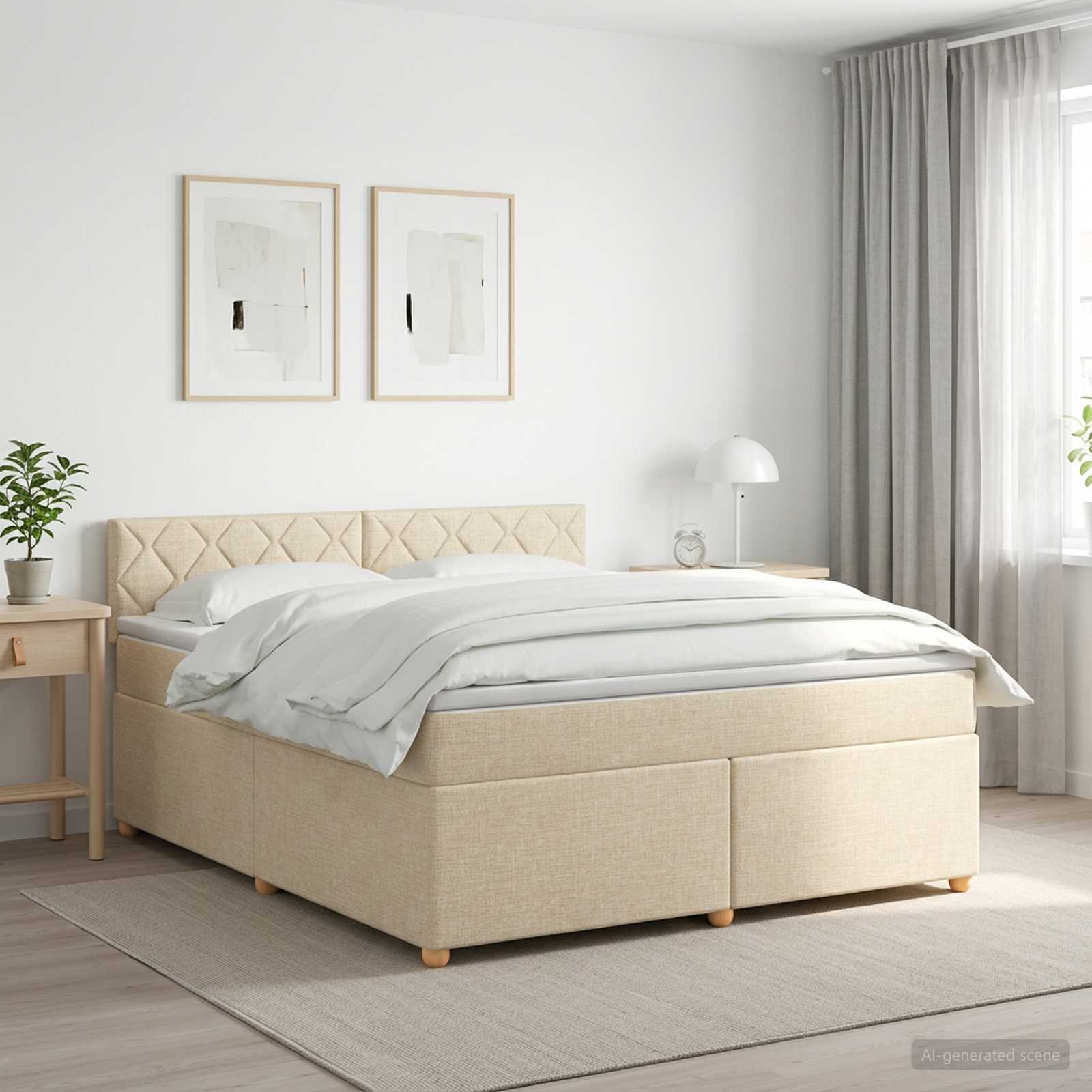 Boxspringbed met matras Crèmekleurig 180 x 200 cm Stof