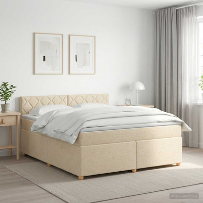 Boxspringbed met matras Crèmekleurig 180 x 200 cm Stof