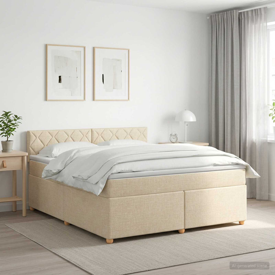 Boxspringbed met matras Crèmekleurig 180 x 200 cm Stof