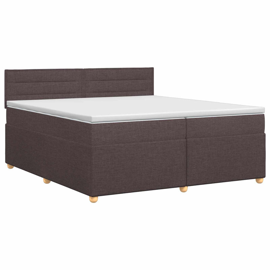 Boxspringbed met matras Donkerbruin 200 x 200 cm Stof