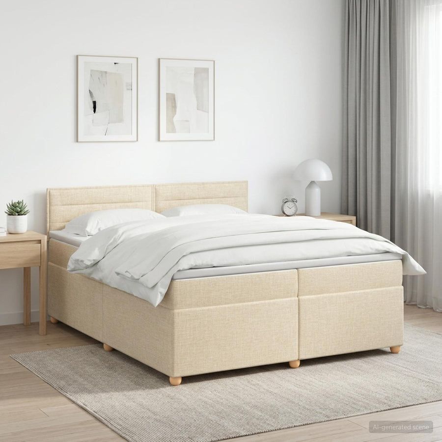 Boxspringbed met matras Crèmekleurig 200 x 200 cm Stof