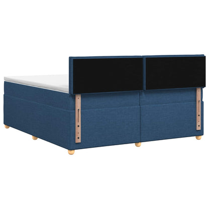 Boxspringbed met matras met hoofdeinde Blauw 200 x 200 cm Stof