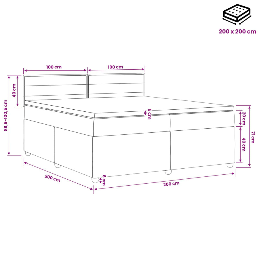 Boxspringbed met matras met hoofdeinde Blauw 200 x 200 cm Stof