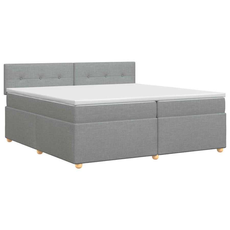 Boxspringbed met matras Lichtgrijs 200 x 200 cm Stof