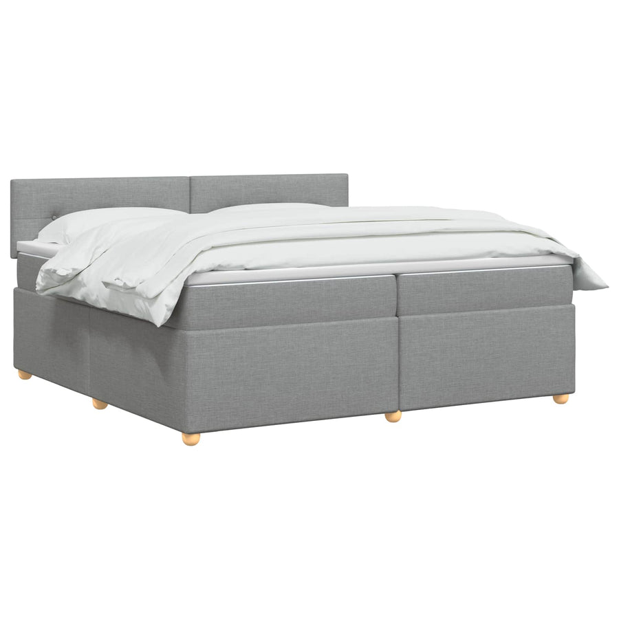 Boxspringbed met matras Lichtgrijs 200 x 200 cm Stof