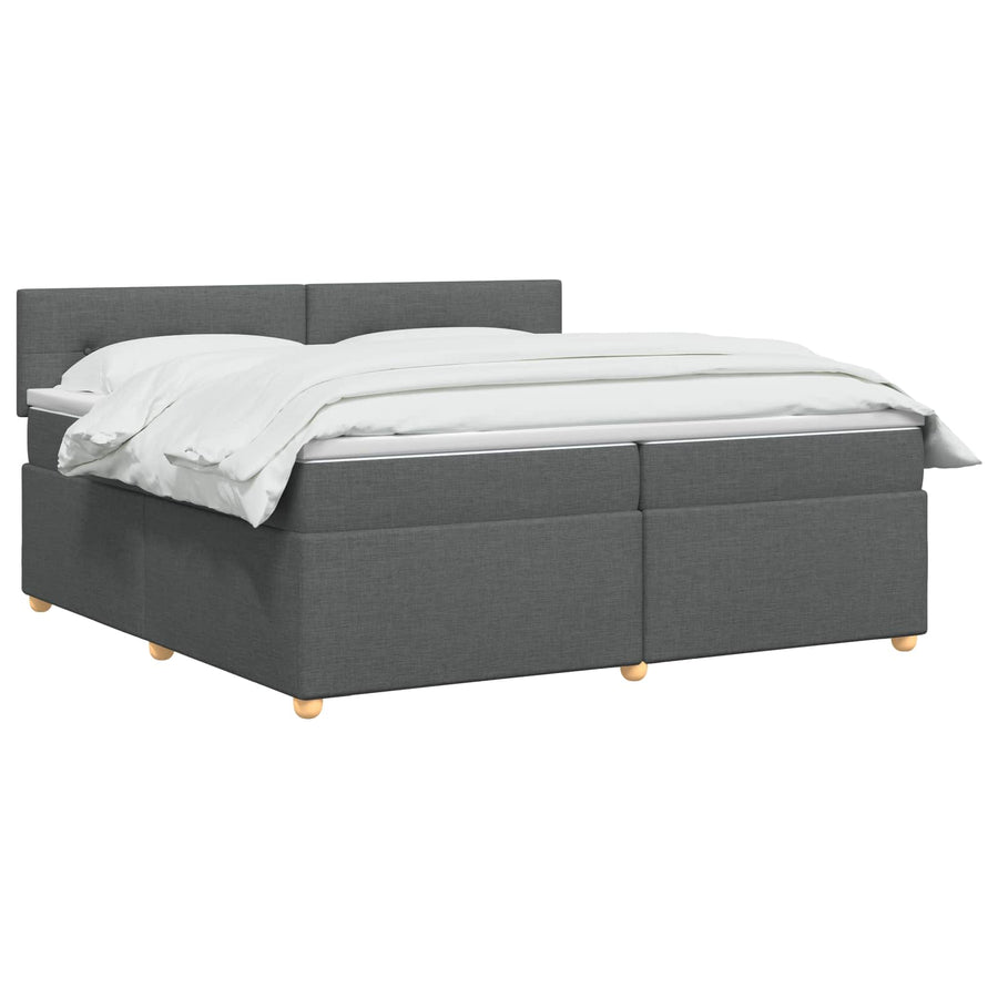 Boxspringbed met matras Donkergrijs 200 x 200 cm Stof