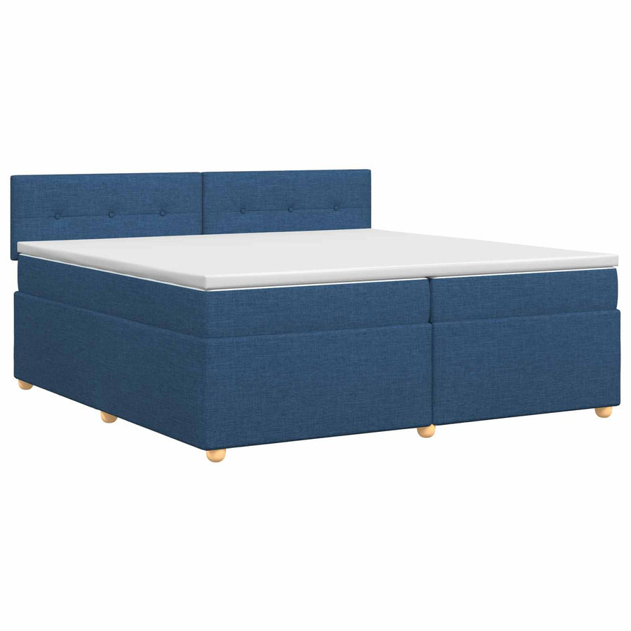 Boxspringbed met matras met hoofdeinde Blauw 200 x 200 cm Stof