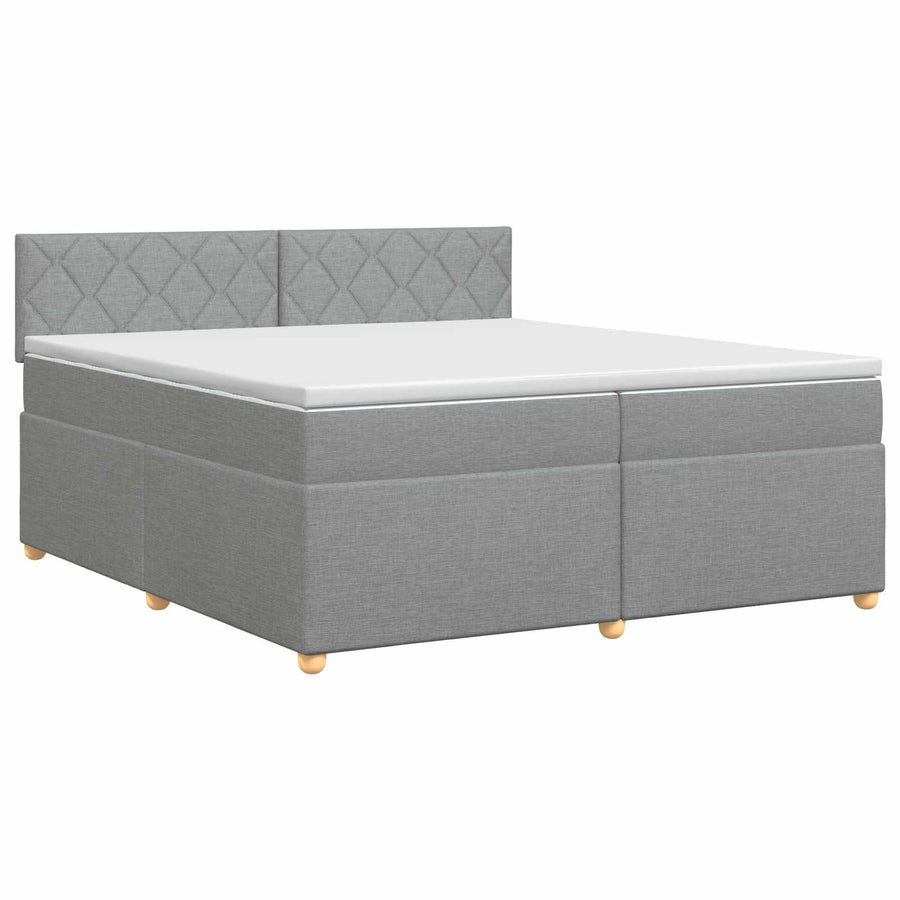 Boxspringbed met matras Lichtgrijs 200 x 200 cm Stof