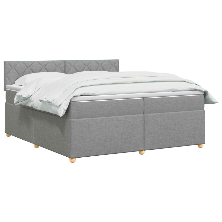 Boxspringbed met matras Lichtgrijs 200 x 200 cm Stof