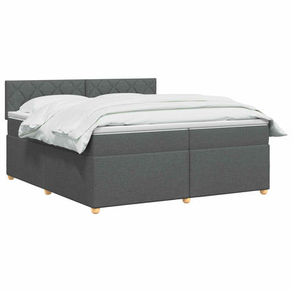 Boxspringbed met matras Donkergrijs 200 x 200 cm Stof