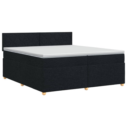 Boxspringbed met matras met hoofdeinde Zwart 200 x 200 cm Stof