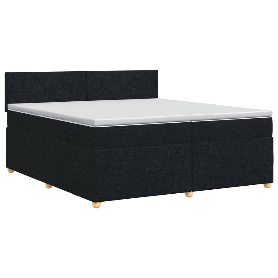 Boxspringbed met matras met hoofdeinde Zwart 200 x 200 cm Stof