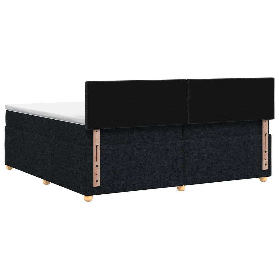 Boxspringbed met matras met hoofdeinde Zwart 200 x 200 cm Stof