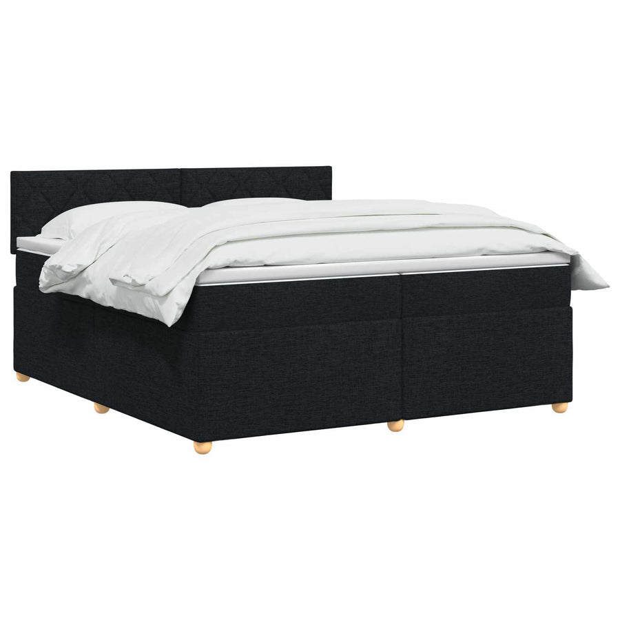 Boxspringbed met matras met hoofdeinde Zwart 200 x 200 cm Stof