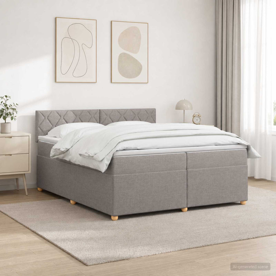 Boxspringbed met matras met hoofdeinde Taupe 200 x 200 cm Stof