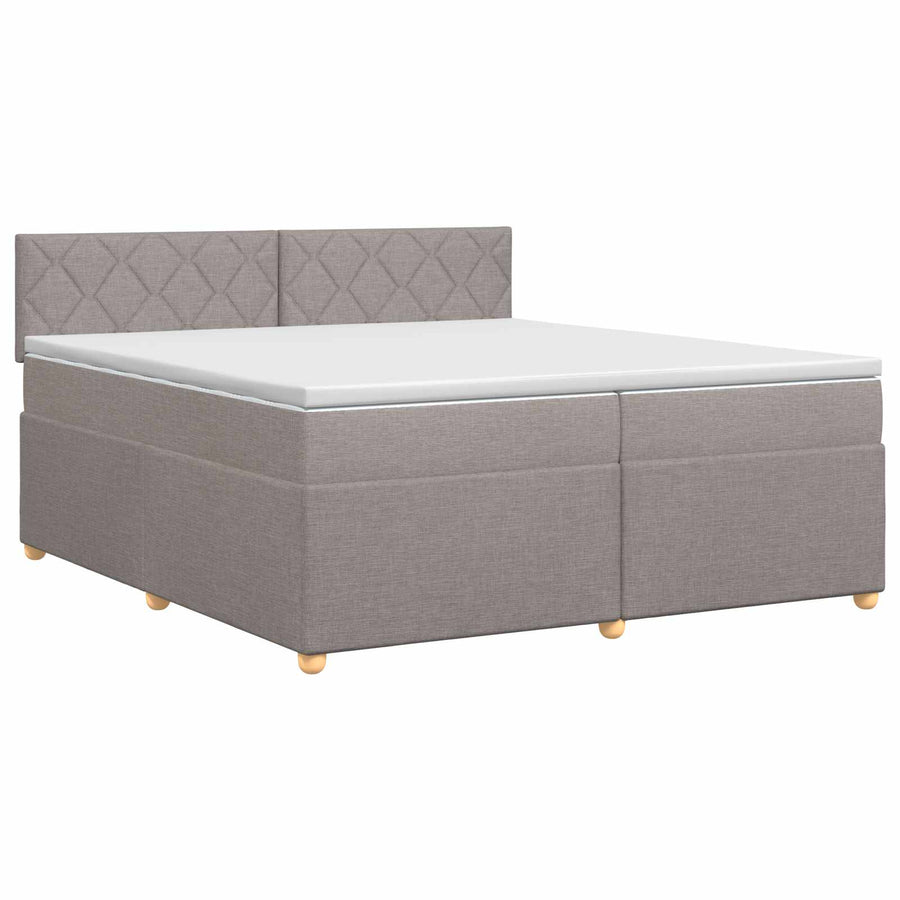 Boxspringbed met matras met hoofdeinde Taupe 200 x 200 cm Stof