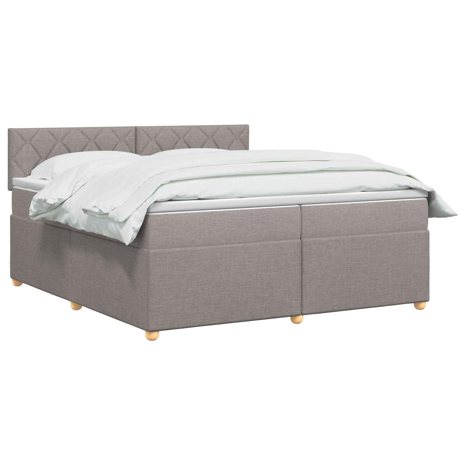Boxspringbed met matras met hoofdeinde Taupe 200 x 200 cm Stof
