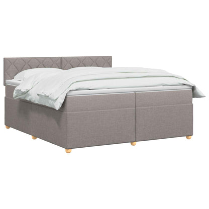 Boxspringbed met matras met hoofdeinde Taupe 200 x 200 cm Stof