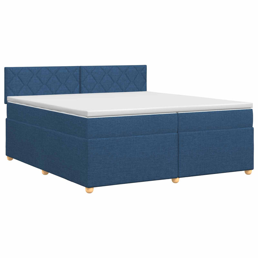Boxspringbed met matras met hoofdeinde Blauw 200 x 200 cm Stof