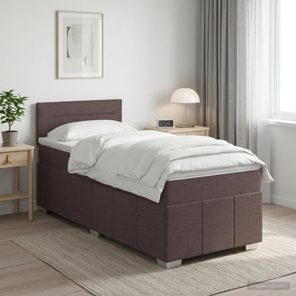 Boxspringbed met matras Donkerbruin 100 x 200 cm Stof