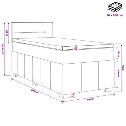 Boxspringbed met matras Lichtgrijs 80 x 200 cm Stof