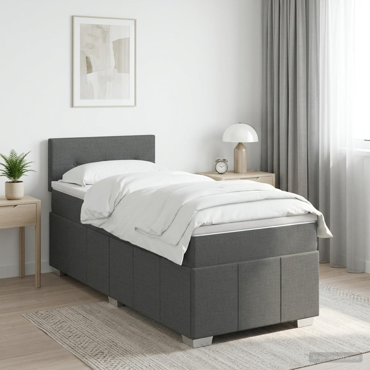Boxspringbed met matras Donkergrijs 90 x 190 cm Stof
