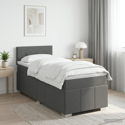 Boxspringbed met matras Donkergrijs 90 x 190 cm Stof