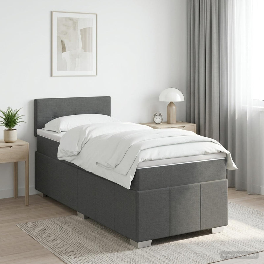 Boxspringbed met matras Donkergrijs 90 x 190 cm Stof