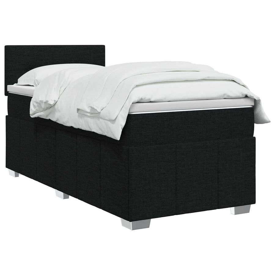 Boxspringbed met matras met hoofdeinde Zwart 80 x 200 cm Stof