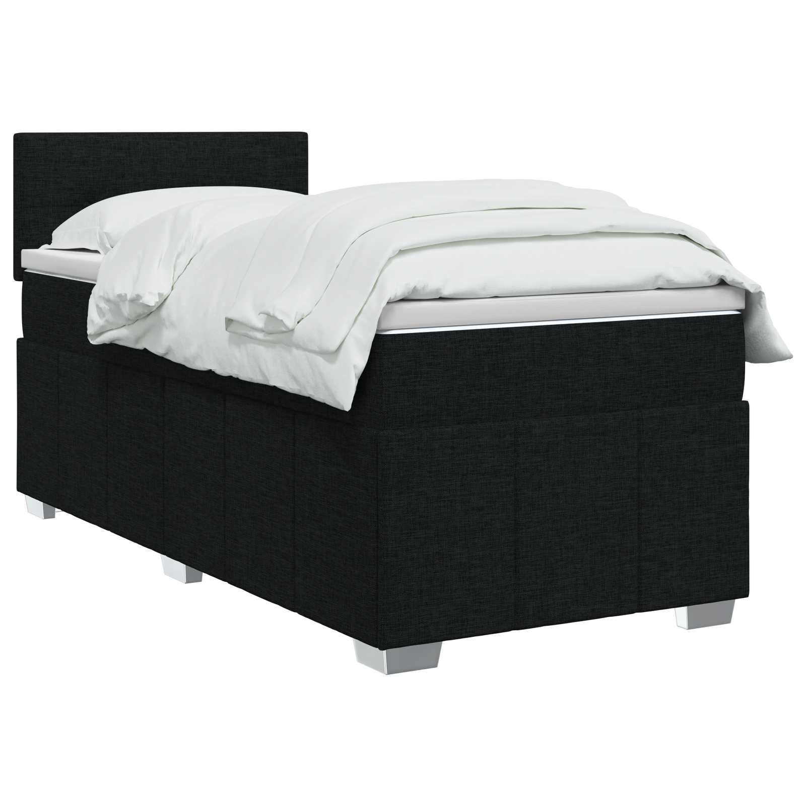 Boxspringbed met matras met hoofdeinde Zwart 90 x 200 cm Stof
