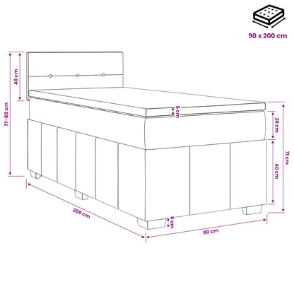 Boxspringbed met matras Crèmekleurig 90 x 200 cm Stof