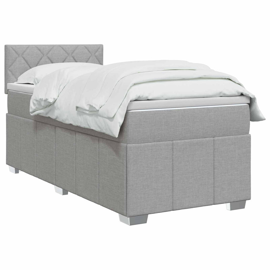 Boxspringbed met matras Lichtgrijs 90 x 200 cm Stof