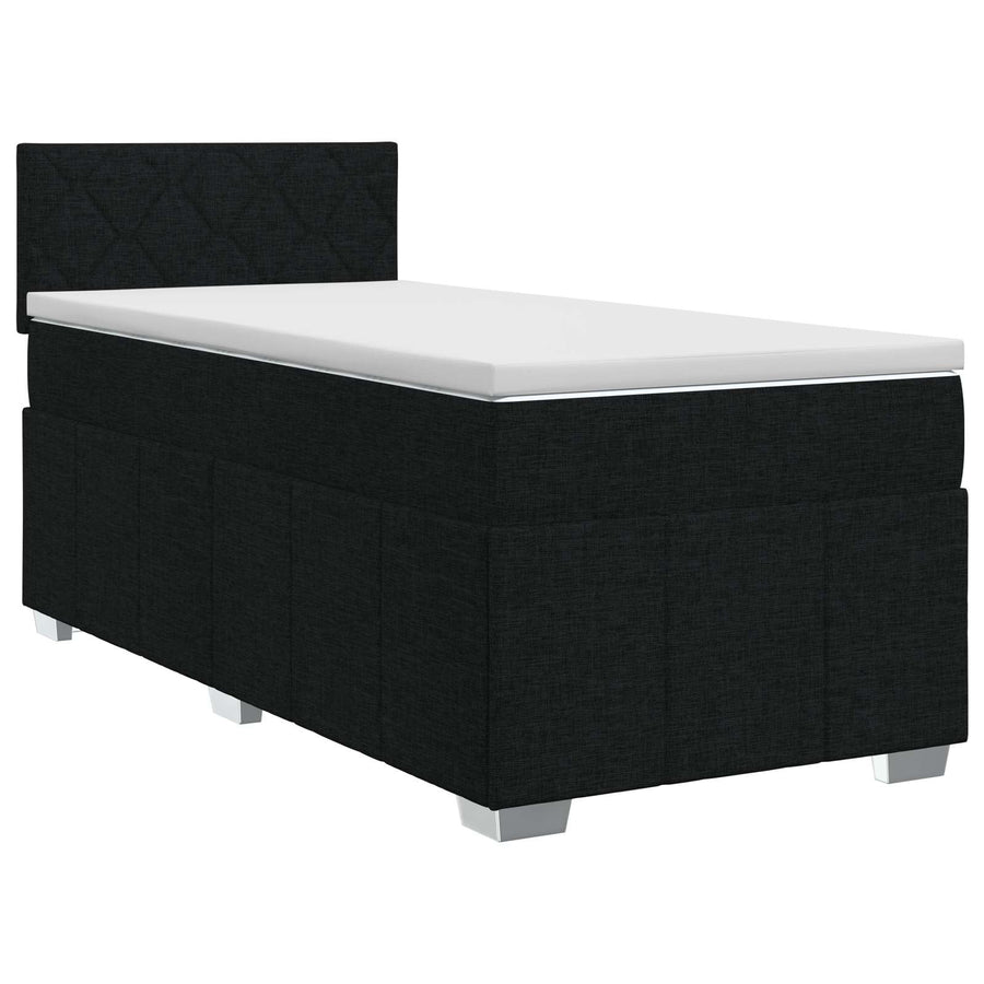 Boxspringbed met matras met hoofdeinde Zwart 90 x 200 cm Stof