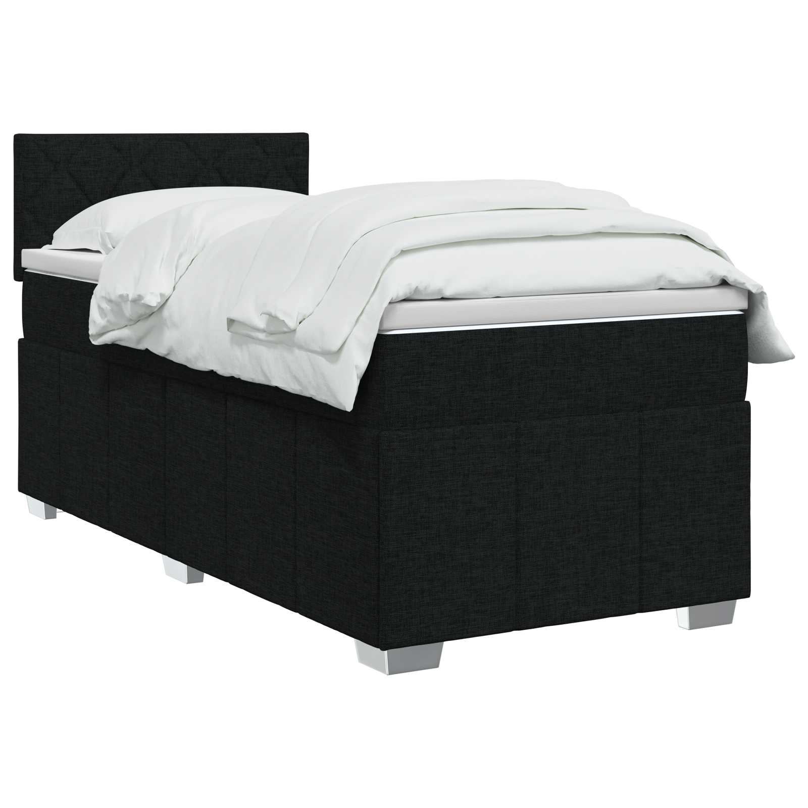 Boxspringbed met matras met hoofdeinde Zwart 90 x 200 cm Stof