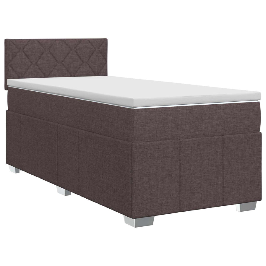 Boxspringbed met matras Donkerbruin 90 x 200 cm Stof