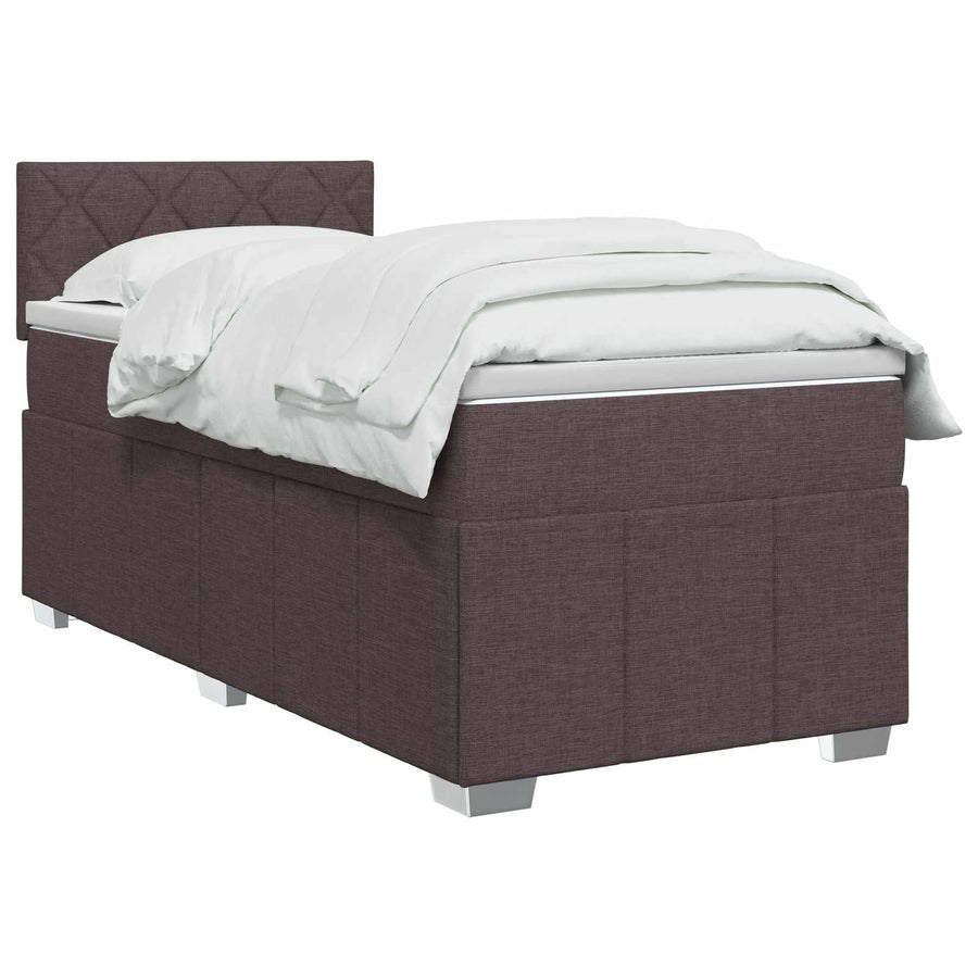Boxspringbed met matras Donkerbruin 90 x 200 cm Stof