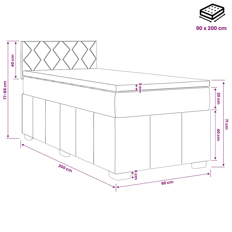 Boxspringbed met matras met hoofdeinde Taupe 90 x 200 cm Stof