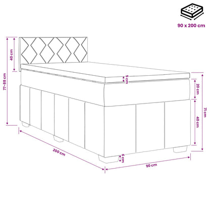 Boxspringbed met matras met hoofdeinde Blauw 90 x 200 cm Stof