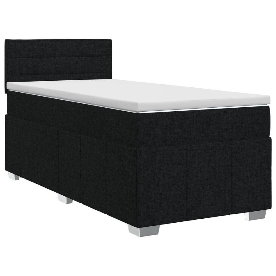 Boxspringbed met matras met hoofdeinde Zwart 100 x 200 cm Stof