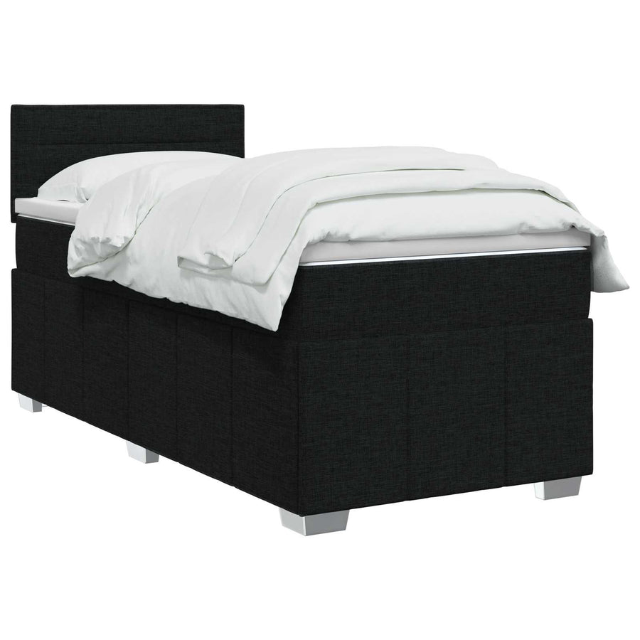 Boxspringbed met matras met hoofdeinde Zwart 100 x 200 cm Stof