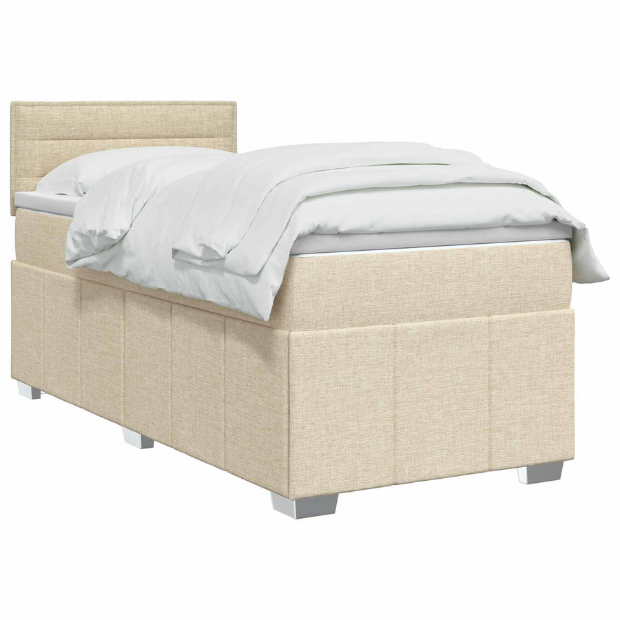 Boxspringbed met matras Crèmekleurig 100 x 200 cm Stof