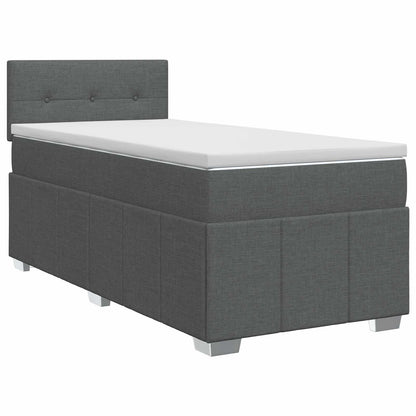 Boxspringbed met matras Donkergrijs 100 x 200 cm Stof