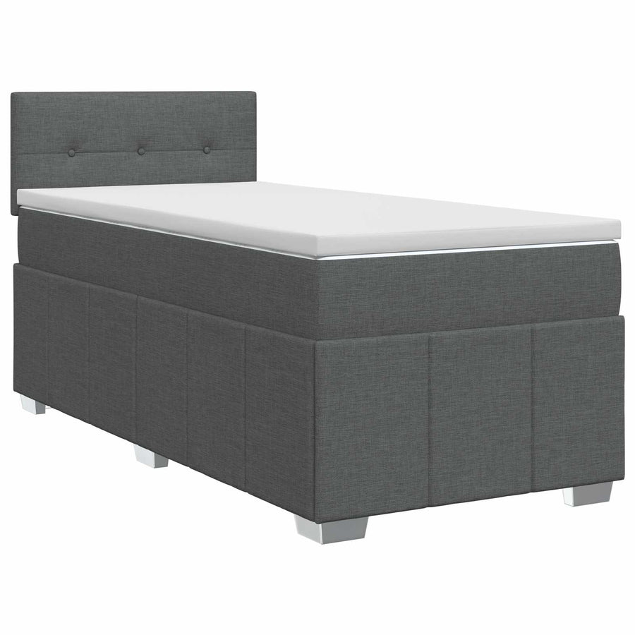 Boxspringbed met matras Donkergrijs 100 x 200 cm Stof