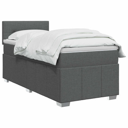 Boxspringbed met matras Donkergrijs 100 x 200 cm Stof