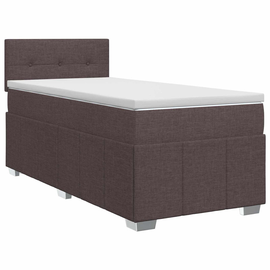 Boxspringbed met matras Donkerbruin 100 x 200 cm Stof