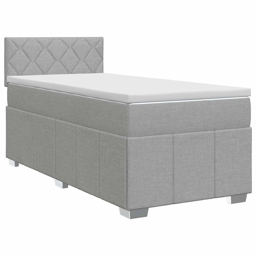 Boxspringbed met matras Lichtgrijs 100 x 200 cm Stof