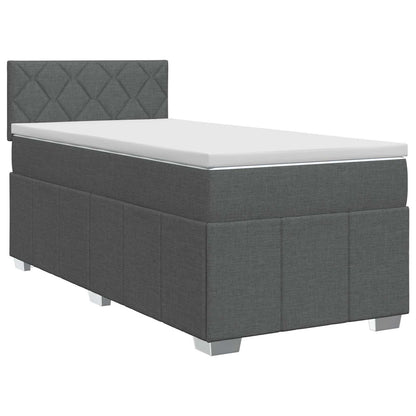 Boxspringbed met matras Donkergrijs 100 x 200 cm Stof