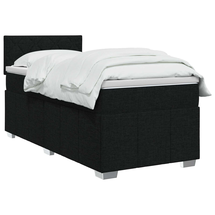 Boxspringbed met matras met hoofdeinde Zwart 100 x 200 cm Stof